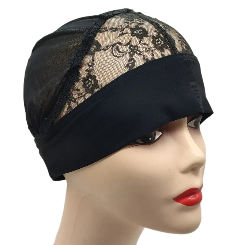 1PC Headband Wig Cap Lace Mesh Wig Caps Wig Grip Cap with Adjustable Elastic Band for Making Wigs