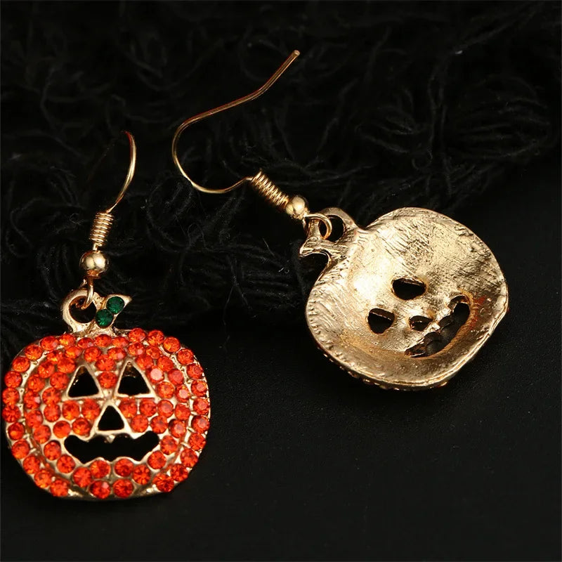 1 Pair Halloween Earrings Pumpkin Skull Metal Earrings Female Jewelry Ghost Festival Female Ear Jewelry Earring New