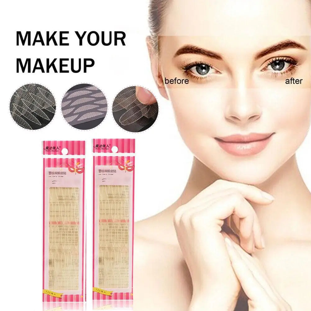 Clear Beige Stripe Self-adhesive Natural Eye Tape Makeup Tool Invisible Double Fold Eyelid Lace Paste Eyelid Tape Sticker