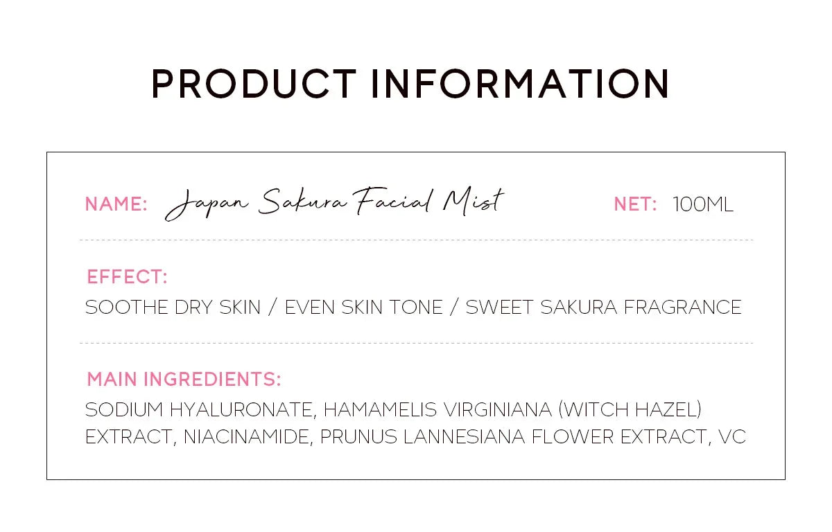 LAIKOU Sakura Facial Mist Toner Hydrating Moisturize Gentle Repair Brightening Skin Improve Glow Serum Toner Spray 100ml