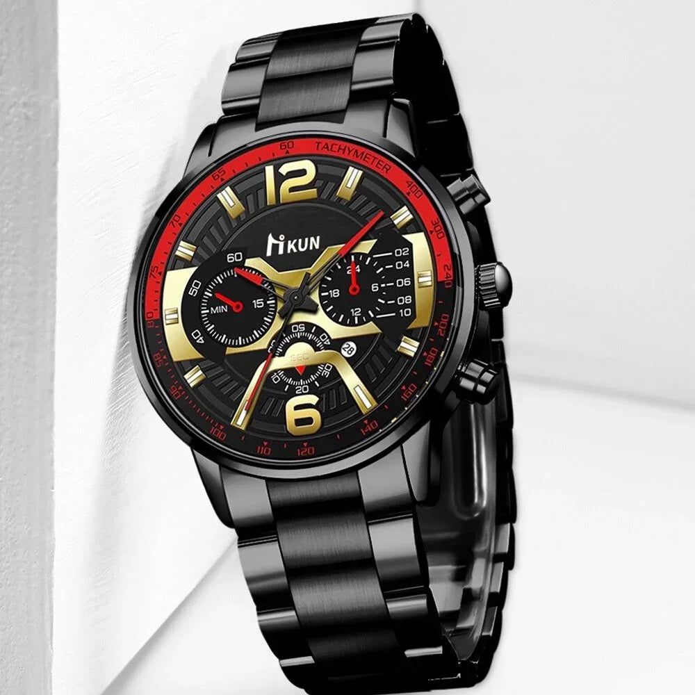 Kegllect Men Watches Business Chronograph Watch Luxury Gold Stainless Steel Quartz Wristwatch