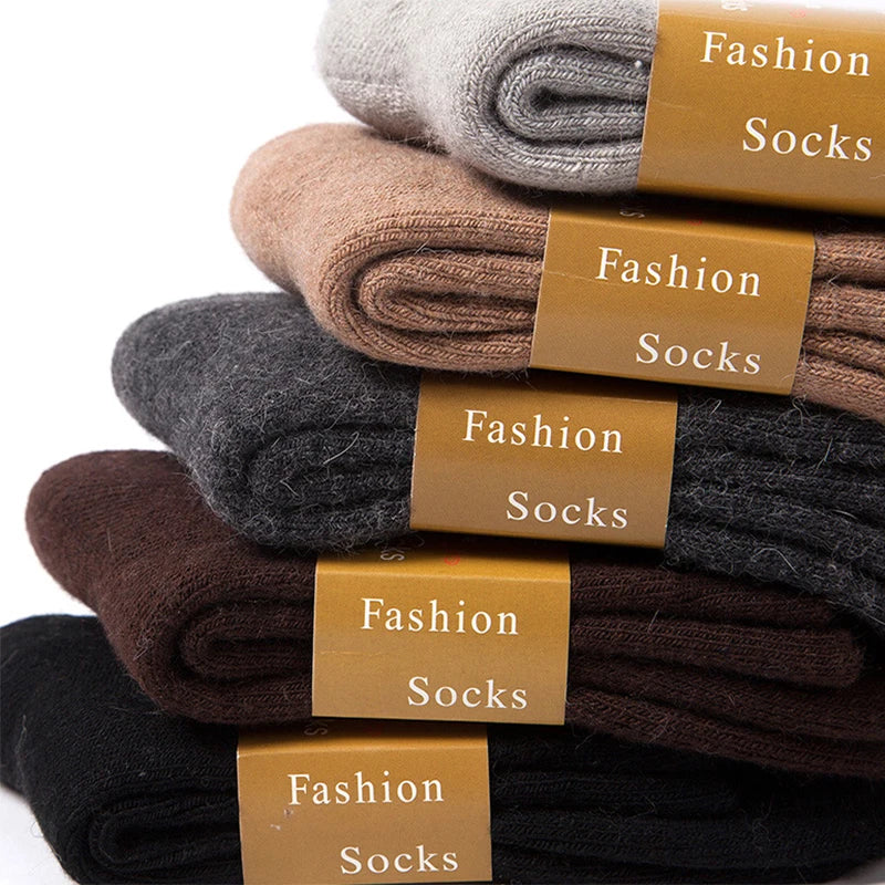 5 Pairs Of Winter Women's Warm Socks Solid Color Casual Extra Thick Warm Plush Socks High Quality Warm Wool Socks
