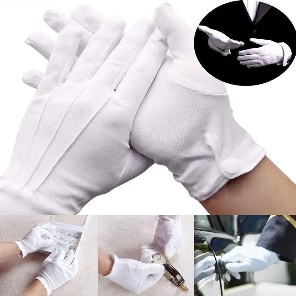 Fashion Design 1 Pair White Dress Gloves White Honor Guard Parade Santa Lady Men Check Hot Sale Solid Color Dress Gloves