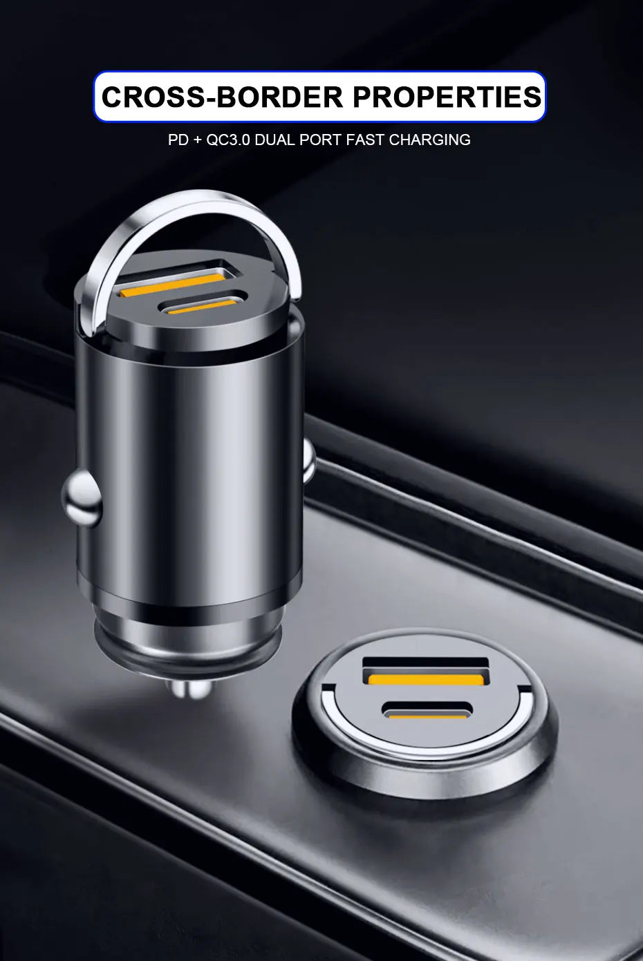 BLALION 100W Dual Ports USB Car Charger Lighter Fast Charging Car Phone Charger Adapter for iPhone 13 12 Xiaomi Huawei Samsung