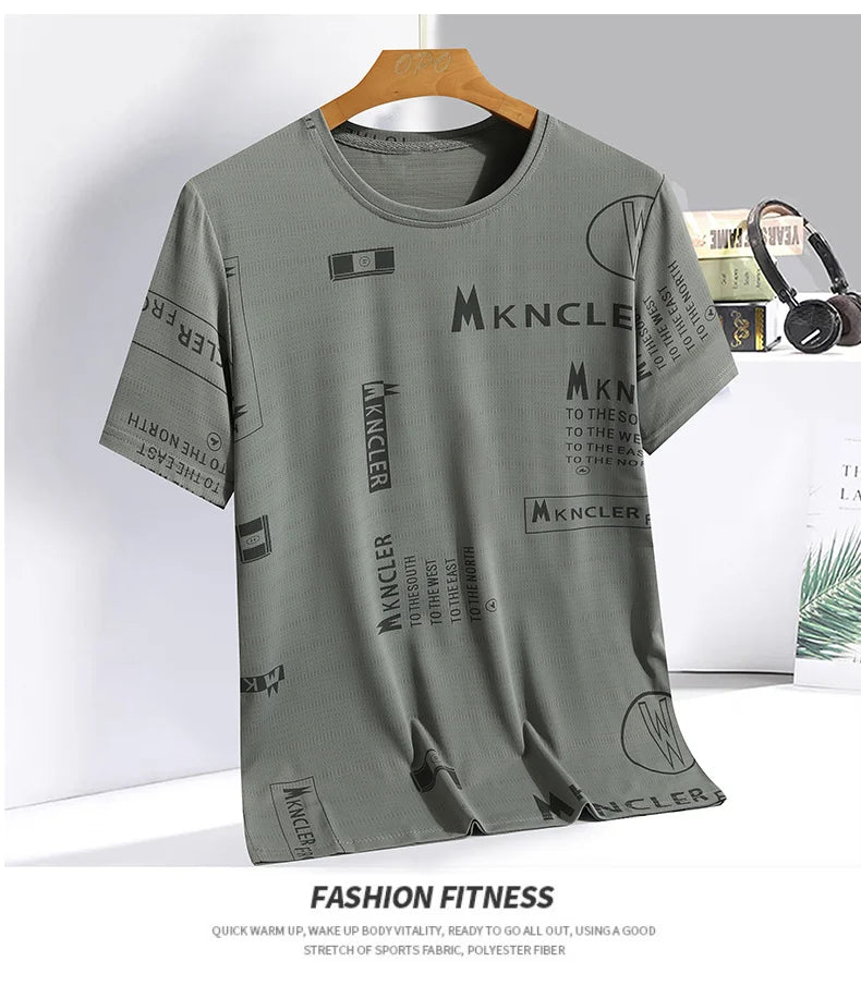NASA GISS short sleeved t-shirt for men with round neck, fashionable and casual ice silk T-shirt for men with loose fitting, fas