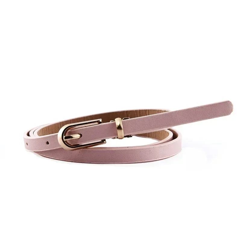 PU Leather Dress Skirt Waist Elastic Thin Belts Ladies Waistband Fashion Belts for Women Luxury Design Women Double Pearl Belt