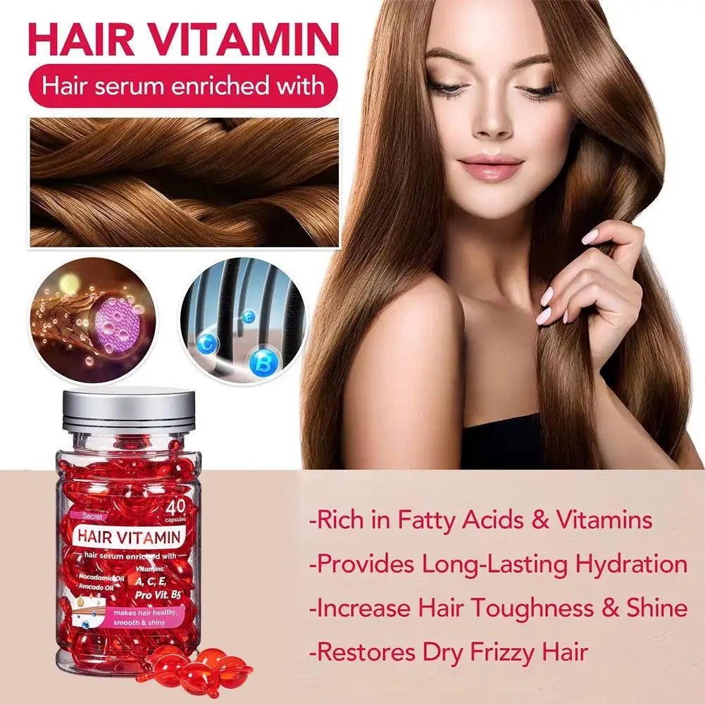 Hair Rose Essential Oil Smooth Silky Hair Vitamin Capsule Nourishing Treatment Repair Damaged Hair Serum Strengthen Hair Care