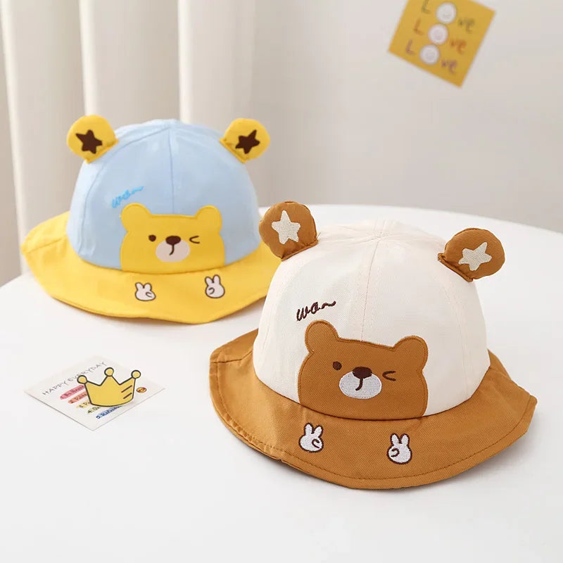Baby Boy Sun Hat Kids Summer Fisherman's Hat Baby Girls Sun Cap Cute Bear Cartoon Frog Children Bucket Hat