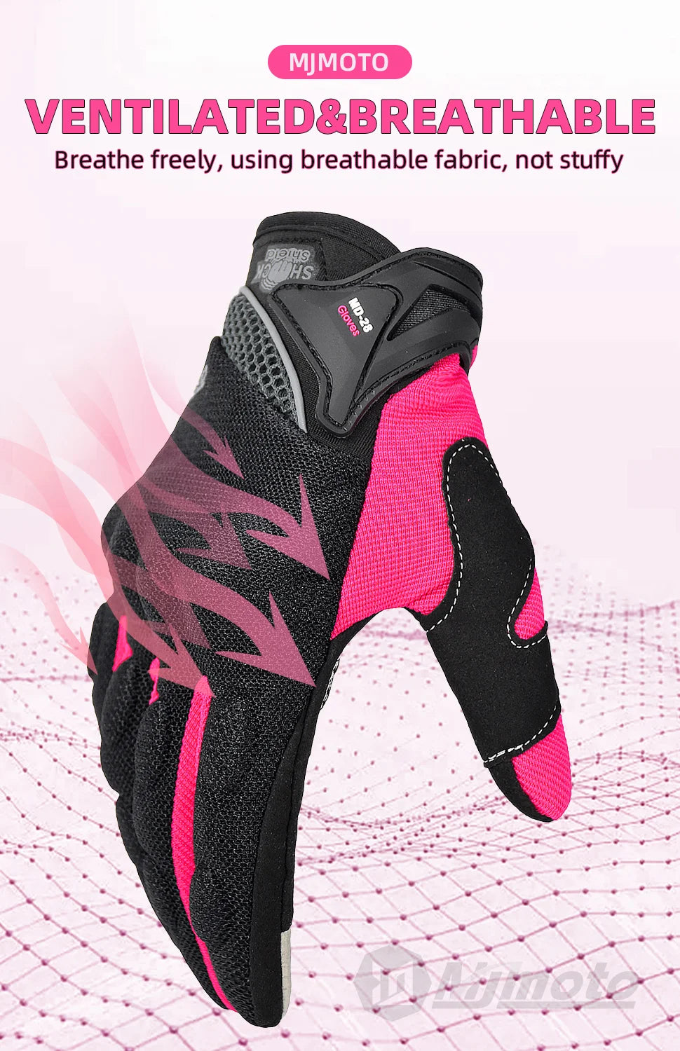 MJMOTO Women Pink Motorcycle Gloves Summer Lady Breathable Motocross Motorbike Gloves Moto Bicycle Cycling Gloves For Female