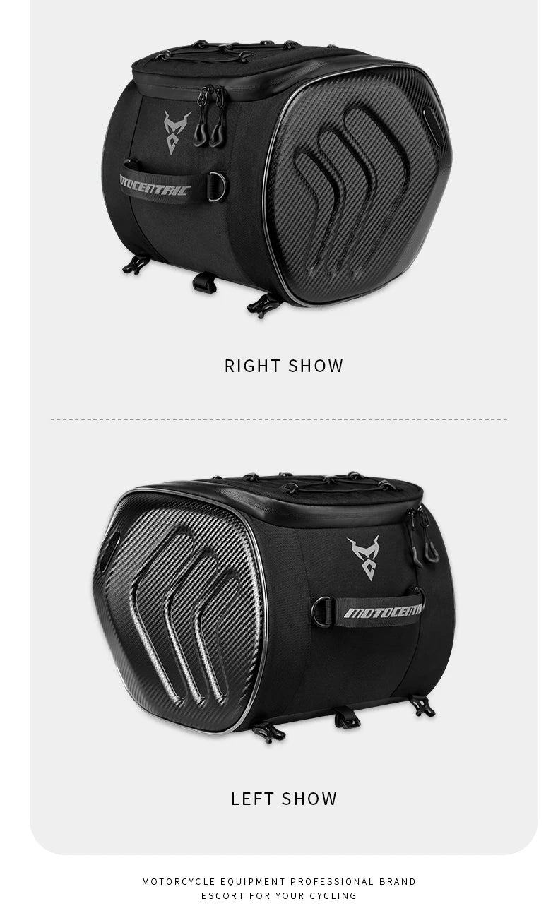 MOTOCENTRIC 20L Waterproof Motorcycle Back Seat Bags Reflective Design Motorbike Touring Tail Bag Moto Rear Seat Bags Saddlebags