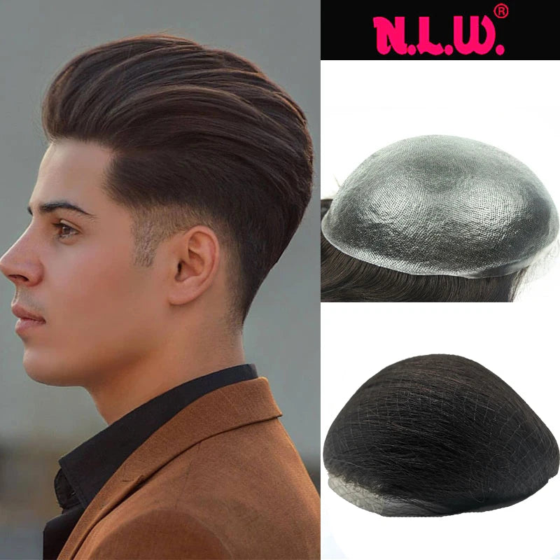 Toupee for Men 0.04mm Thin Skin PU Human Hair Prosthesis and Hair Units Hair Replacement System base 10*8
