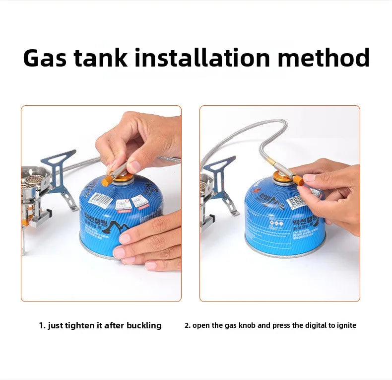 Outdoor three-head stove camping portable folding cassette stove mini gas camping windproof fierce fire stove