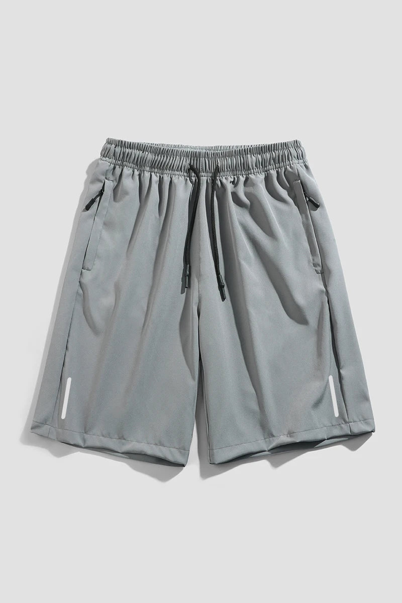 Summer thin style men's shorts reflective vertical strip ice quick-dry stretch casual pants