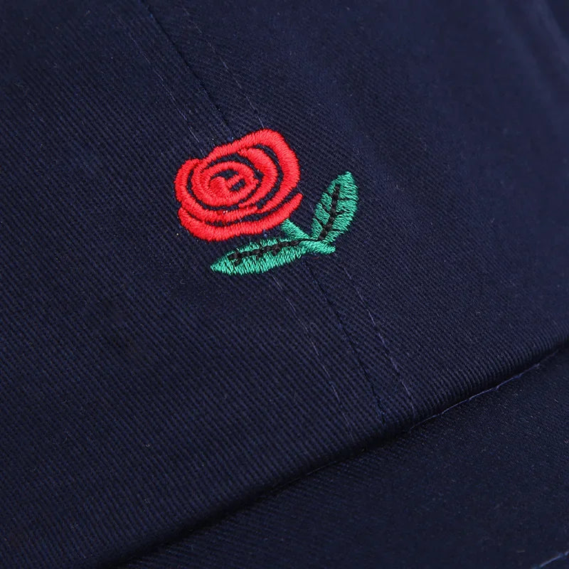 Unisex Rose Embroidery Baseball Cap for Men Women Flower Cap Rapper Street Hip Pop Hats Cap Outdoor Sports Men Female Hat
