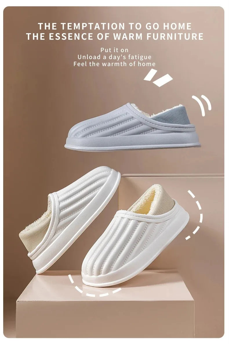 Winter Warm Cotton Slippers for WOMEN'S Home Wear, Thickened Waterproof, Snow Proof, Warm and Minimalist Couple Cotton Shoes