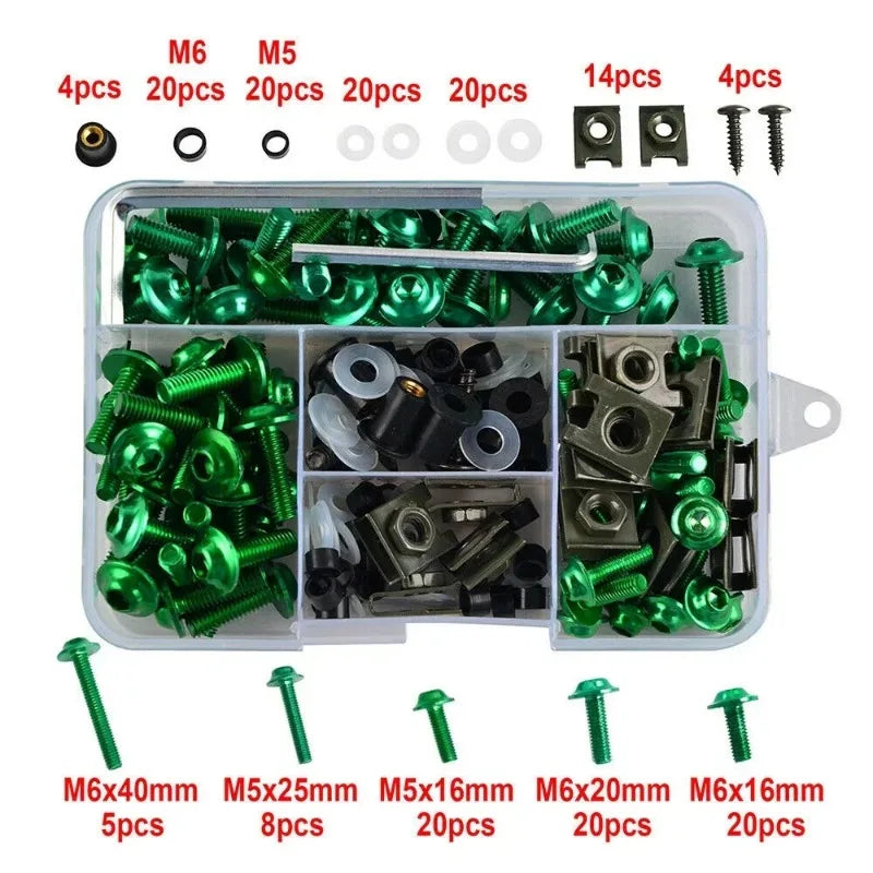 177pcs Motorcycle Windshield Screw Fairing Bolt Kit Car Body Decoration