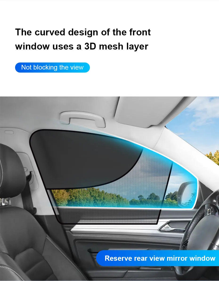BLALION Double Layer Car Sun Shade Side Window Curtain Uv Protection Mesh Curtains Mesh Sun Shade Cover Magnetic Mosquito Net