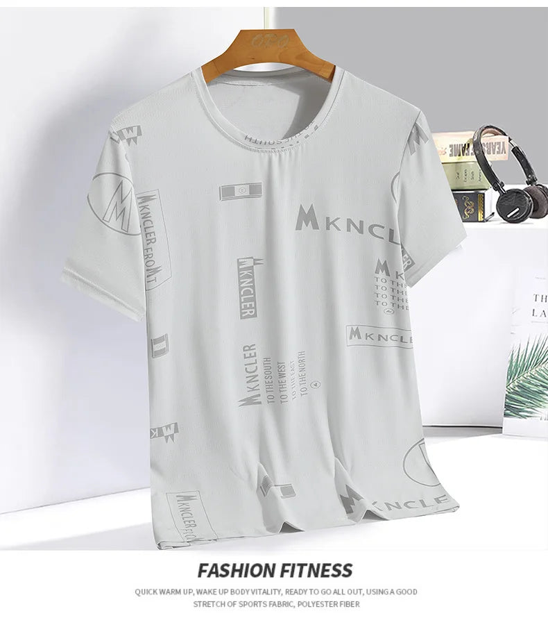 NASA GISS short sleeved t-shirt for men with round neck, fashionable and casual ice silk T-shirt for men with loose fitting, fas