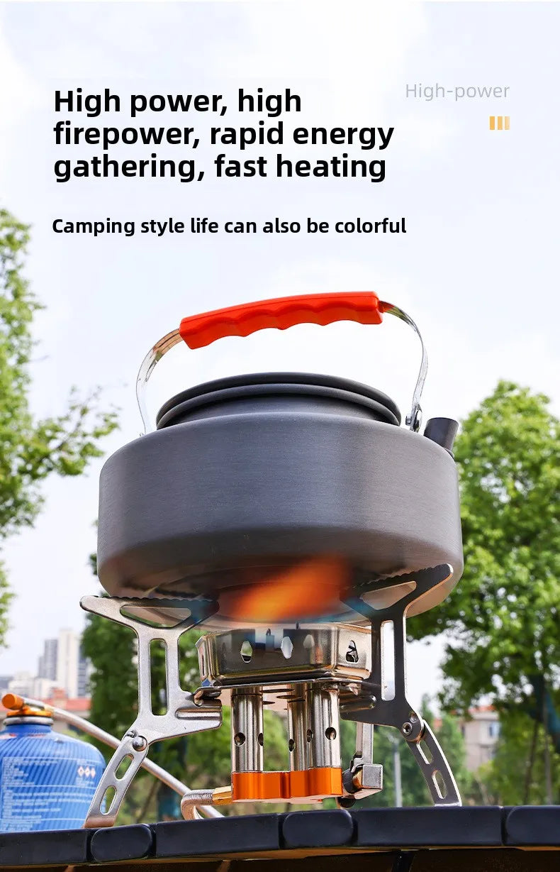Outdoor three-head stove camping portable folding cassette stove mini gas camping windproof fierce fire stove