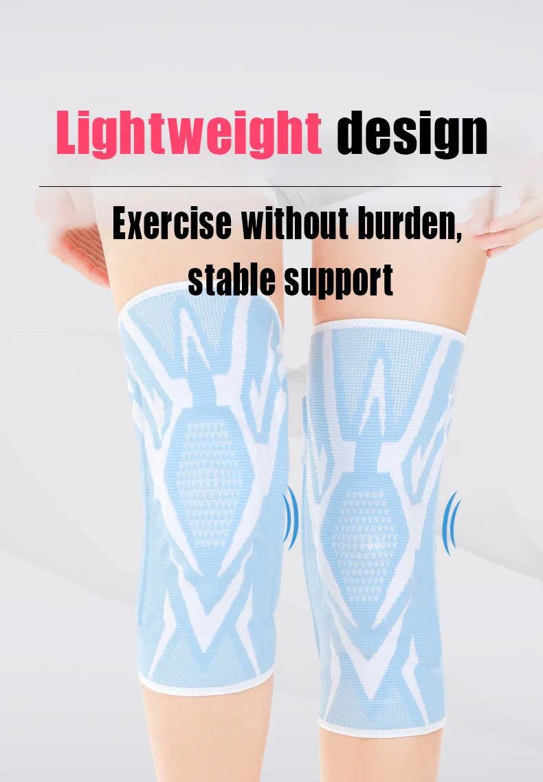 1 Piece Knee Brace Silicone Pads Spring Support High Elastic Breathable Knee Sleeves Protect Meniscus Basketball Sports Guard
