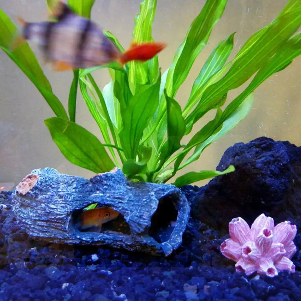 Resin Tree Branch Fish Shrimp Turtle Hidden Hollow Tree Log Fish Tank Aquarium Simulation Fountain Accent Decoration