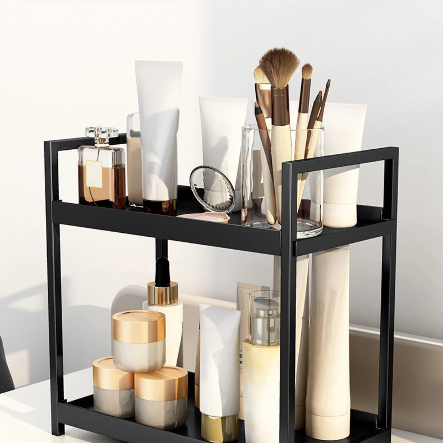 2-layer cosmetic organizer, multi-functional dresser organizer, large capacity makeup rack, suitable for lipstick and skin care