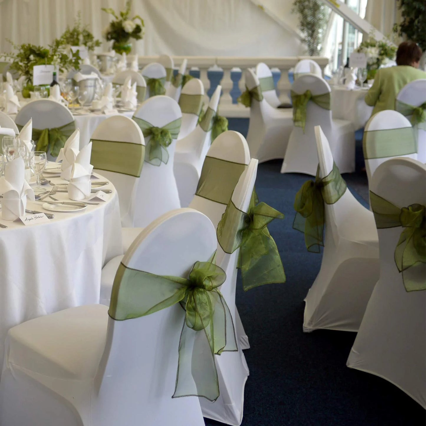 Satin chair belt wedding banquet party event decoration chair bow yarn tie chair back flower