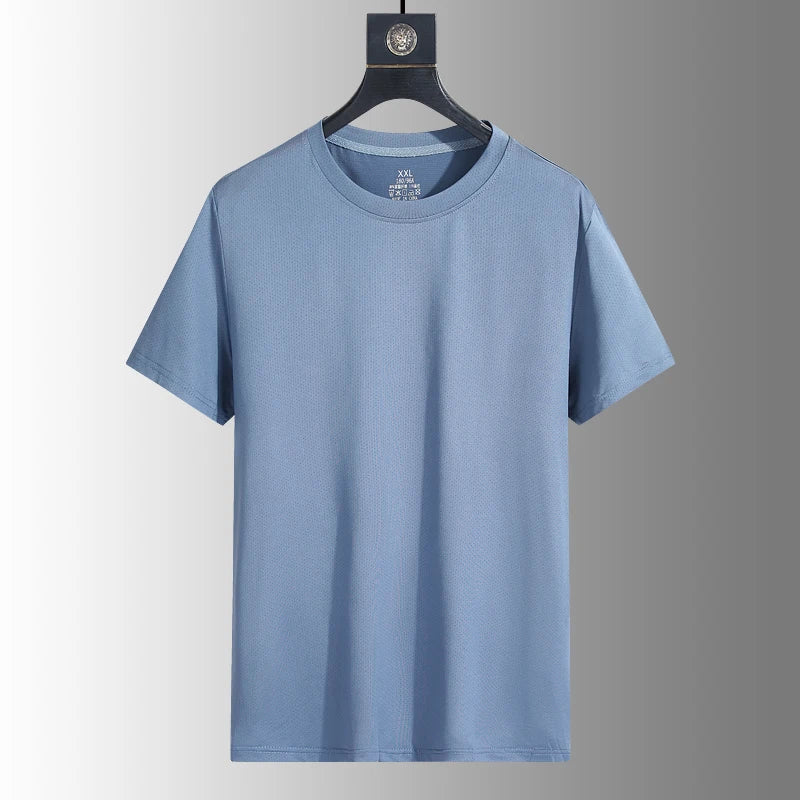 NASA GISS Bull Running Capacity Round Neck Mesh Ice Silk Short Sleeve T-shirt for Men's Summer Thin Loose Sports Quick Drying Br