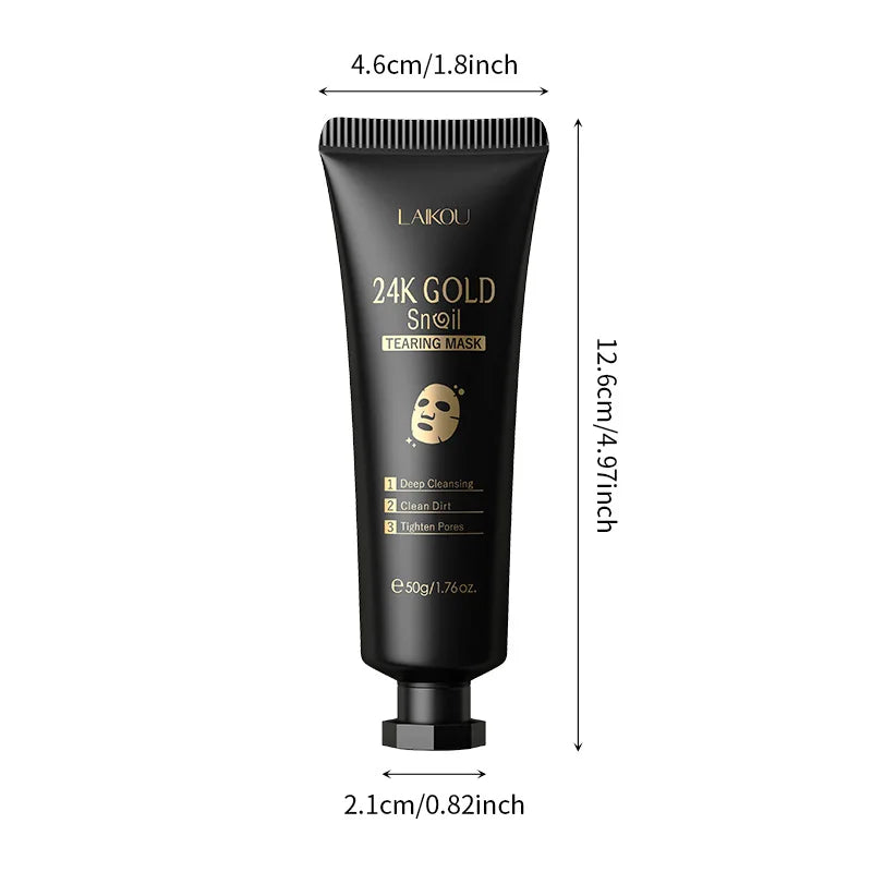 Laikou Peel Off 24K Gold Snail Collagen Mask Reduce Blackheads Deep Cleaning Oil-Control Shrink Pores Hydrating Smooth Face Care