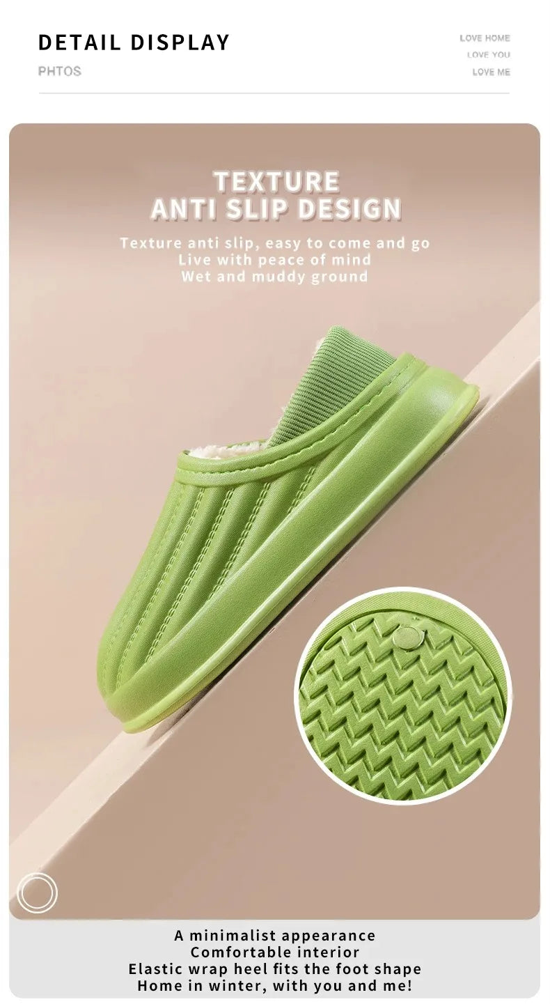 Winter Warm Cotton Slippers for WOMEN'S Home Wear, Thickened Waterproof, Snow Proof, Warm and Minimalist Couple Cotton Shoes