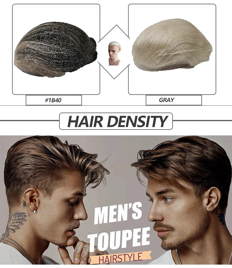 NLW Toupee for Men Human Hair Prosthesis Mens Swiss Lace Hair Replacement System Hair units base 10*8 Hair pieces