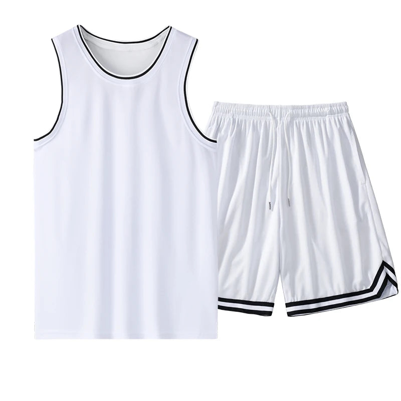 NASA GISS Summer Solid Ice Silk Tank Top Sports Set Basketball Suit Sleeveless T-shirt Shorts Large Men's Training Clothes