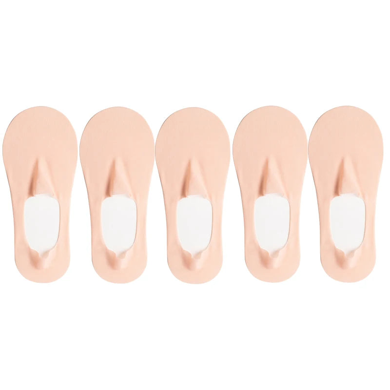 5 Pairs/Lot Socks Women's Summer Ultra-thin Invisible Low Cut Silicone Anti-slip Mesh No Show Ice Silk Solid Boat Socks