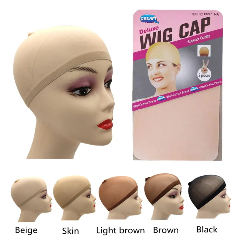 24pcs/Bag Top Stocking Wig Cap Hair Net For Weave Hair Wig Nets Black Brown Stretch Mesh Wig Cap For Making Wigs
