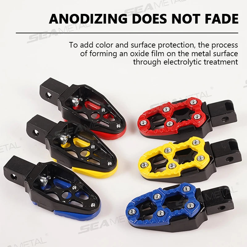 BLALION 1 Pair Universal Aluminum Alloy Footrest Pedals Angle Adjustable for Motorcycle Scooter ATV E-Bike Foot Rests Foot Pegs