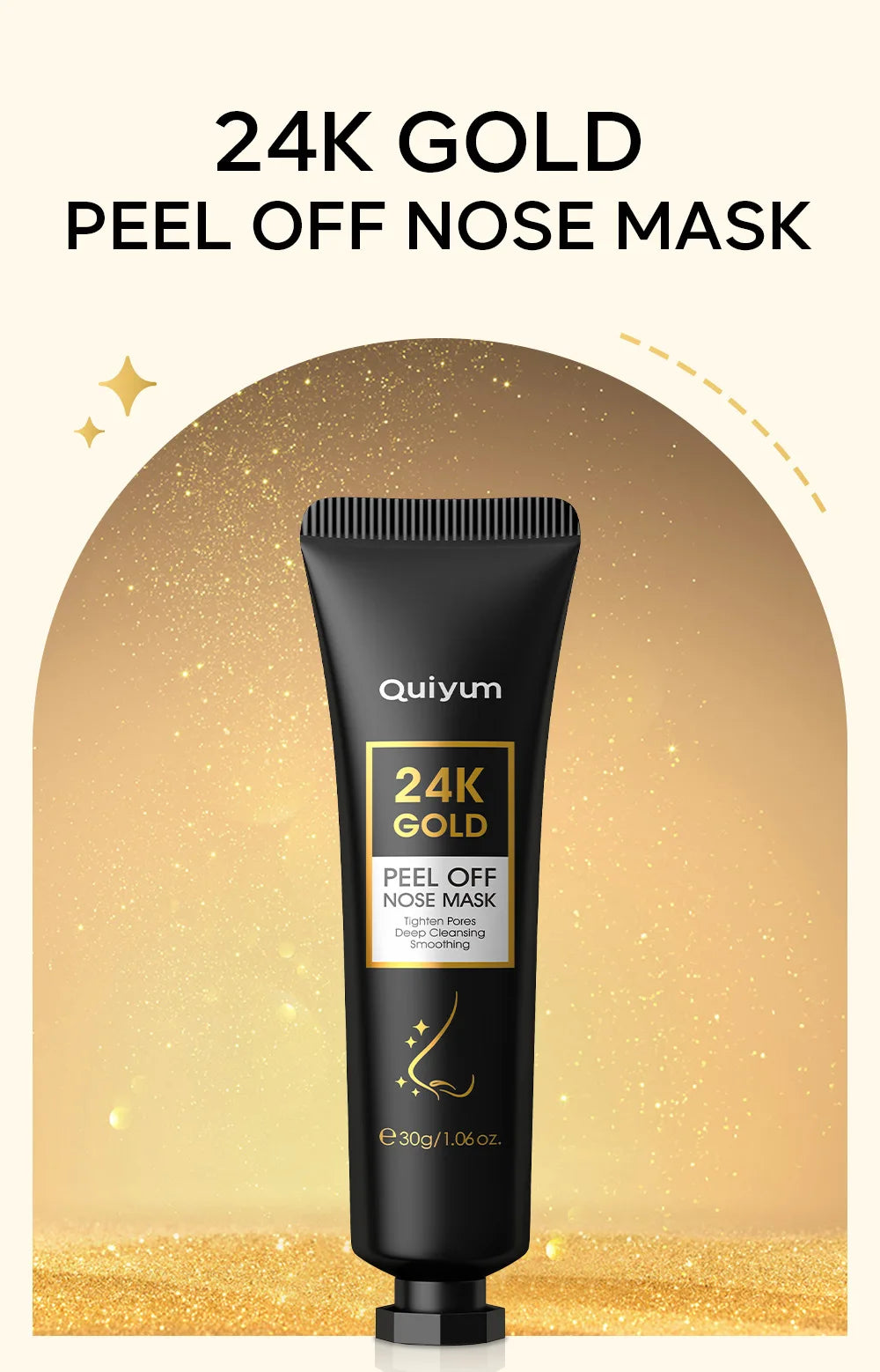 24K Gold Blackhead Remove Mask Peel Nasal Strips Deep Cleansing Shrink Pore Nose Black Head Remove Even Skin Tone 30g