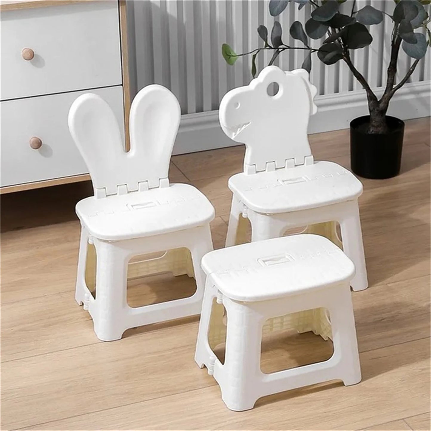 Bunny folding chair back chair thickened portable home chair outdoor creative stool cartoon back chair plastic folding