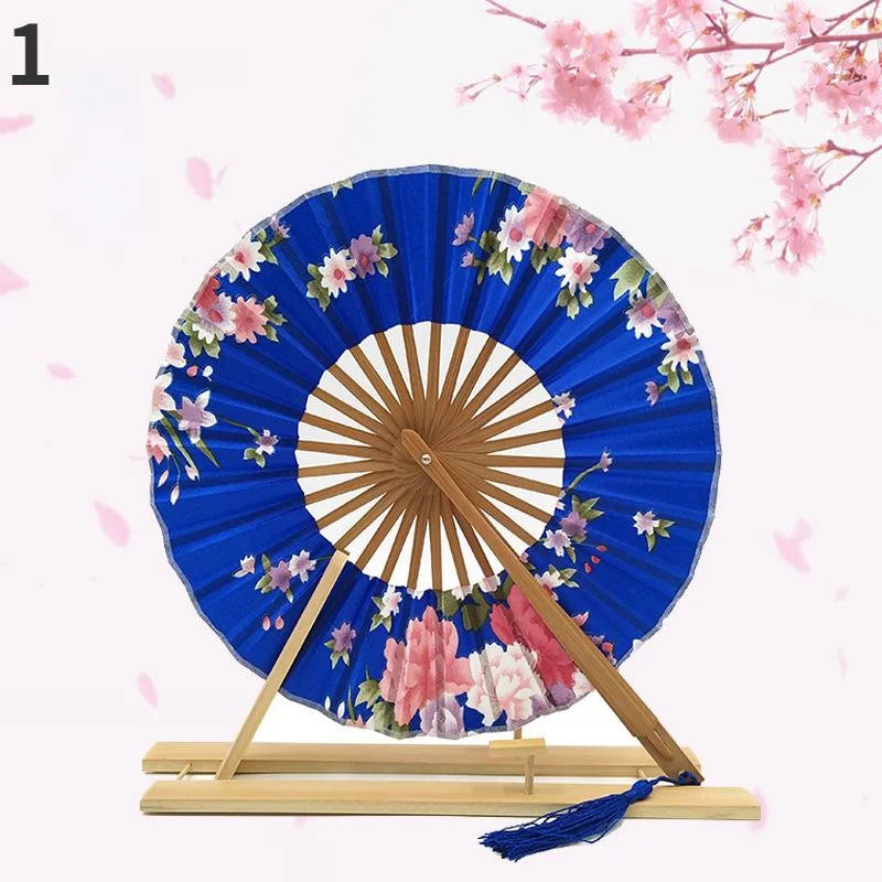 1PC Windmill Fan Female Gift Fan Japanese Round Fan Portable Folding Fan Lady Folding Fan