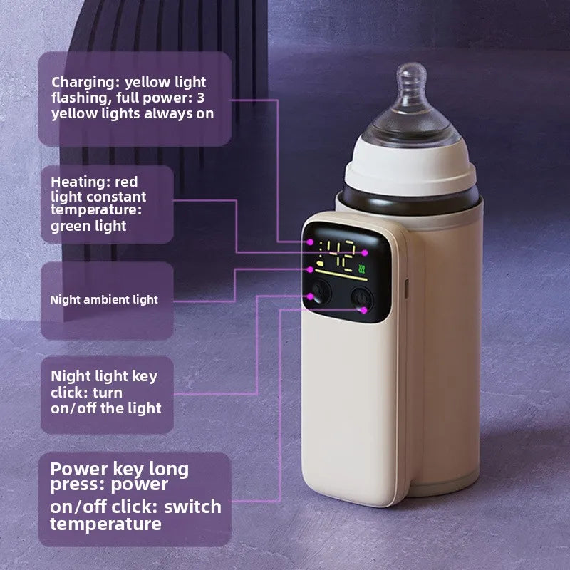 Wireless heating bottle thermos sleeve for winter hot milk and night milk artifact portable USB bottle warmer
