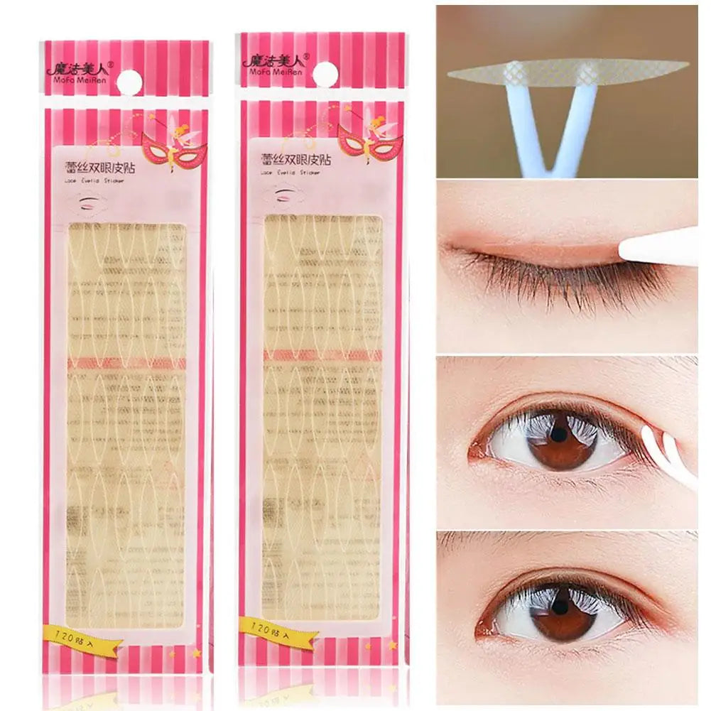 Clear Beige Stripe Self-adhesive Natural Eye Tape Makeup Tool Invisible Double Fold Eyelid Lace Paste Eyelid Tape Sticker