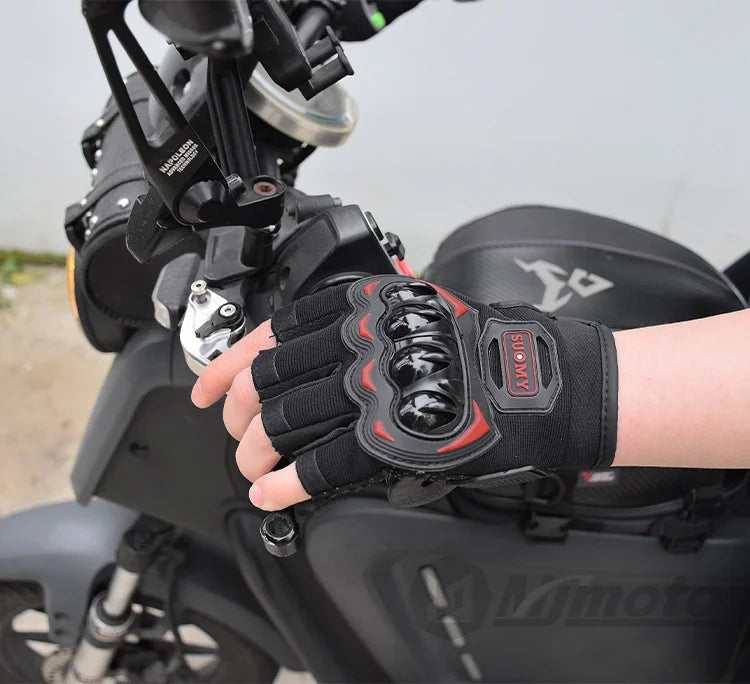 SUOMY Summer Half Finger Motorcycle Gloves Shockproof Non-slip Motocross Racing Fingerless Gloves Moto Biker Cycling Gloves