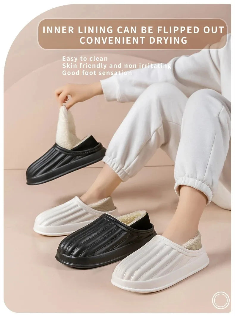 Winter Warm Cotton Slippers for WOMEN'S Home Wear, Thickened Waterproof, Snow Proof, Warm and Minimalist Couple Cotton Shoes