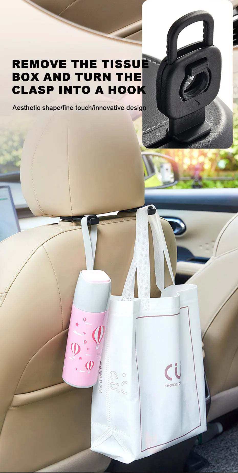 BLALION Car Tissue Box with Temporary Parking Card Sun Visor Backseat Tissue Holder Leather Case Auto Interior Accessories