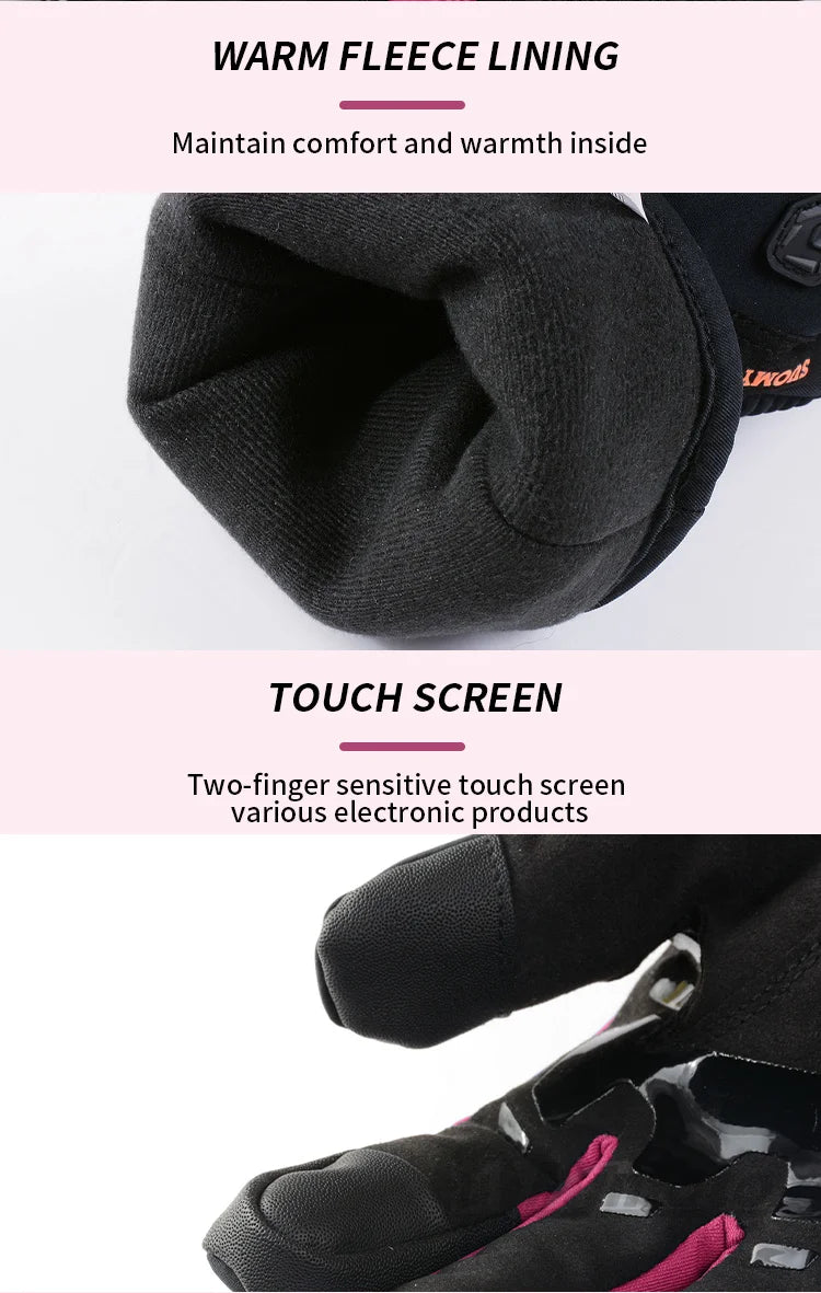 Suomy Winter Warm Motorcycle Gloves Windproof Waterproof Female Motorbike Riding Gloves Women Pink Motocross Moto Guantes