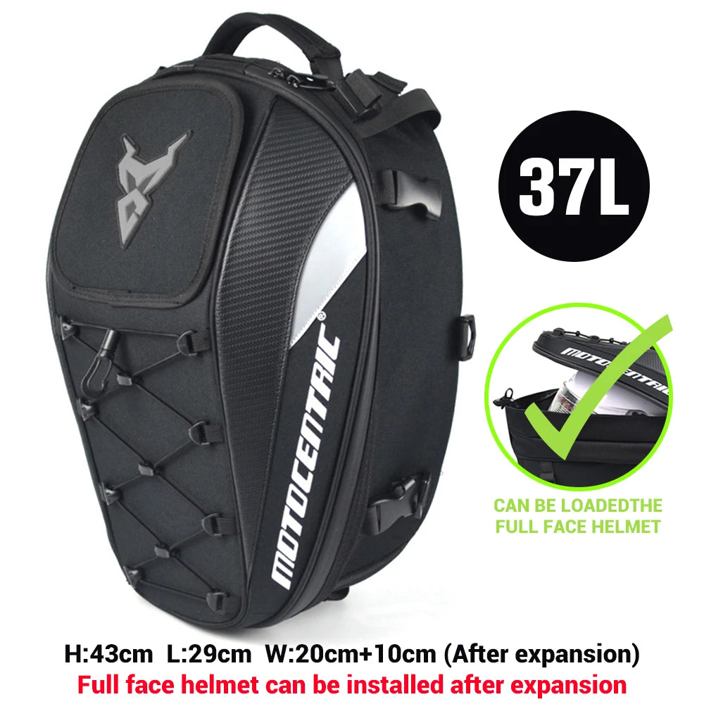 MOTOCENTRIC Waterproof Large Capacity Motorcycle Back Seat Bag motorcycle tail bag Multifunction Helmet Motocross Backpack
