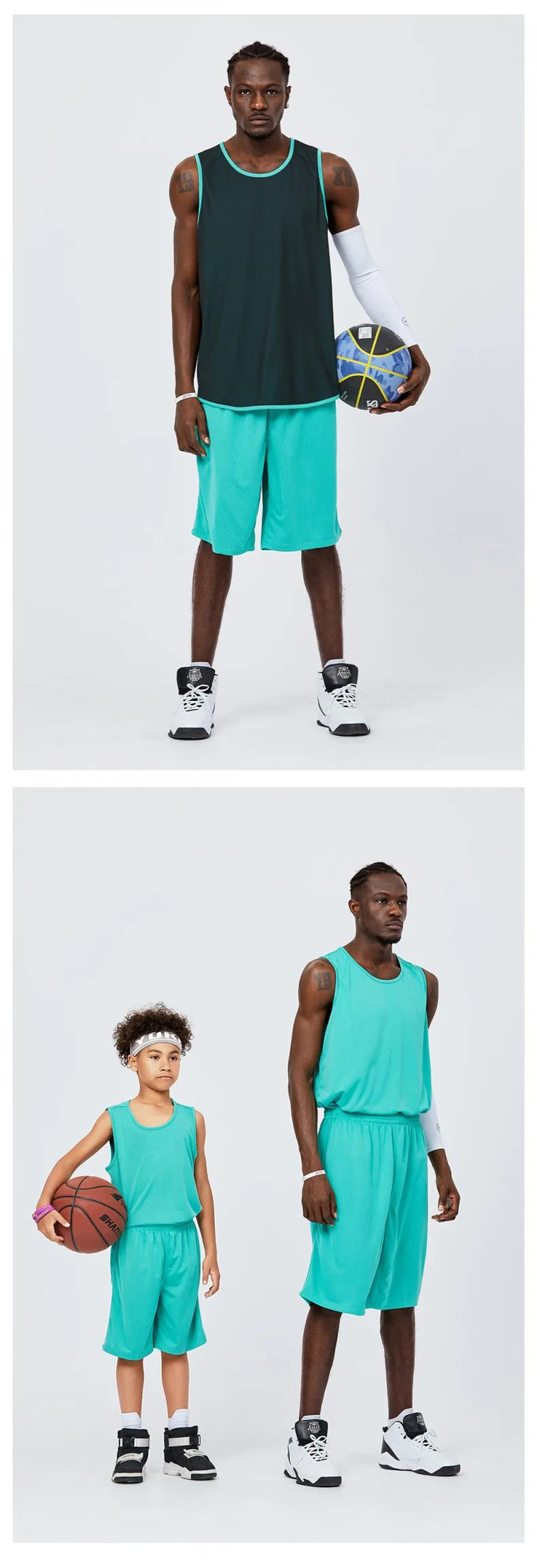 NASA GISS Double sided Basketball Suit Ice Silk Sports Set Men's Summer Quick Drying Men's Running and Fitness Sleeveless T-shir