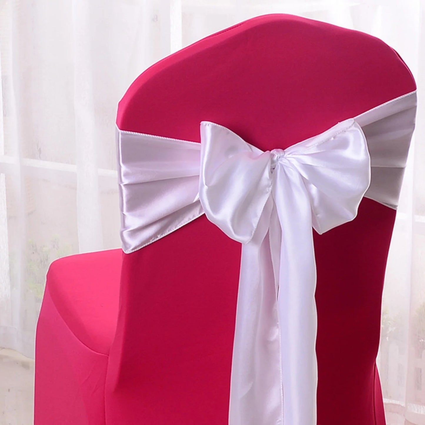 Satin chair waist belt wedding banquet chair bow party decoration adjustable ribbon for table decoration