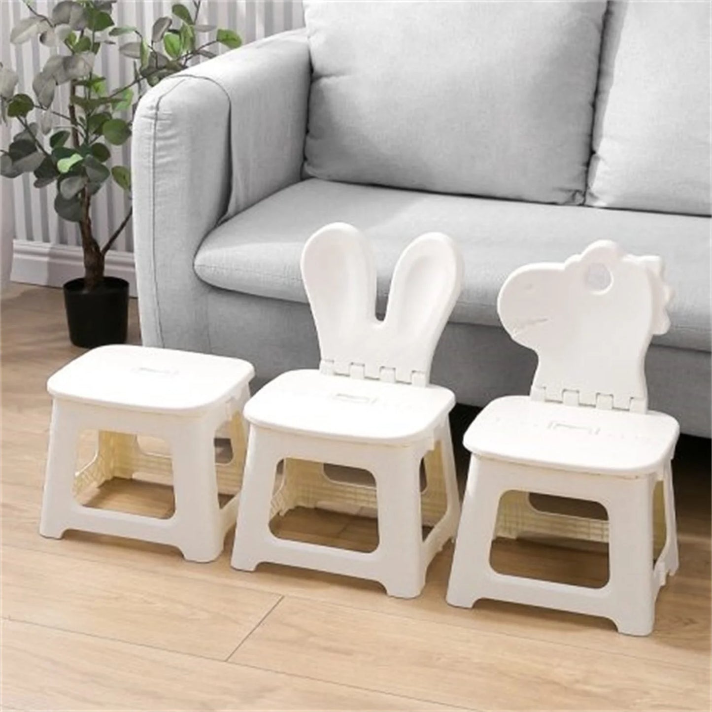 Bunny folding chair back chair thickened portable home chair outdoor creative stool cartoon back chair plastic folding