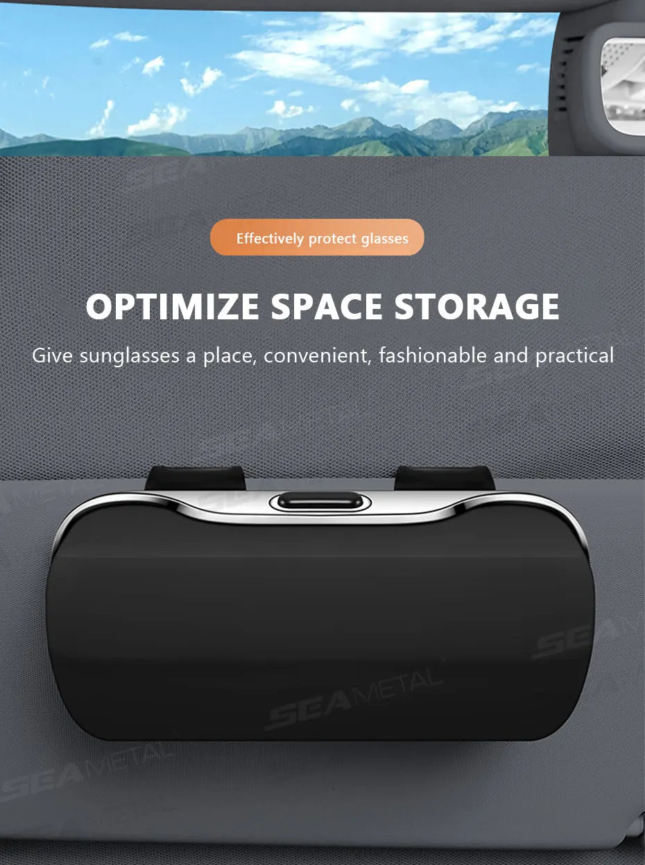 BLALION Car Glasses Box Portable Press Switch Sunglasses Holder Stable Shock-proof Driving Glasses Holder Eyeglass Storage Case