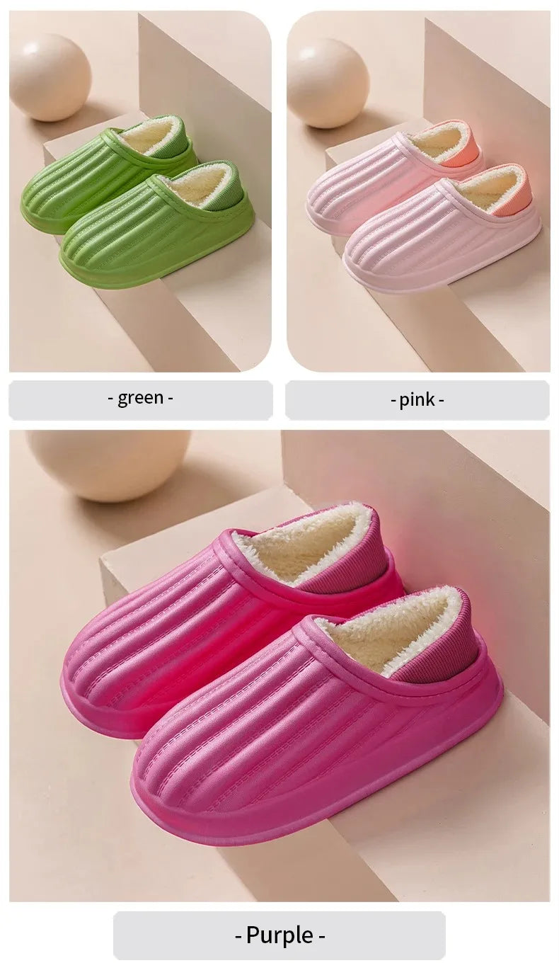 Winter Warm Cotton Slippers for WOMEN'S Home Wear, Thickened Waterproof, Snow Proof, Warm and Minimalist Couple Cotton Shoes